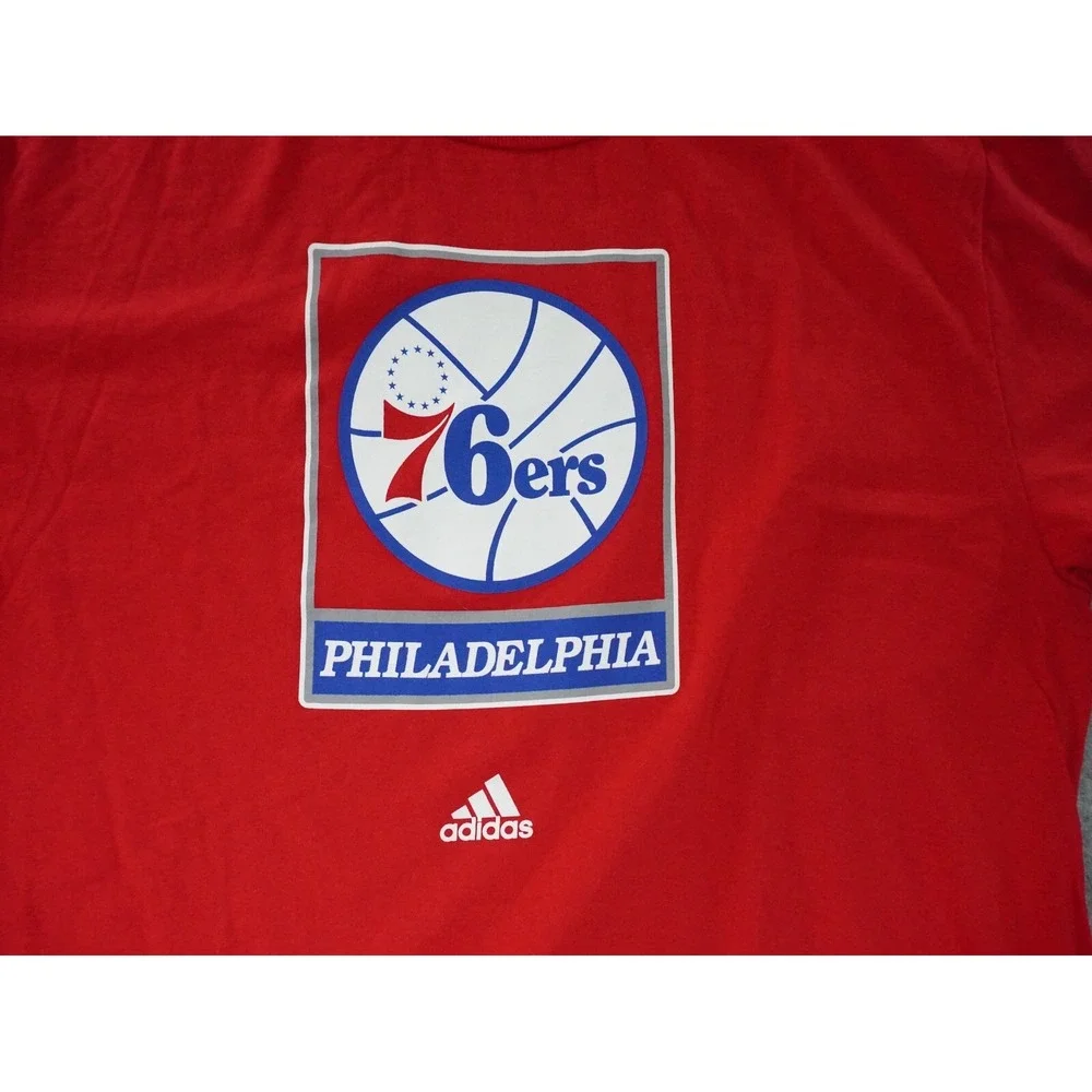 Adidas Shirt‎ Mens Large 76ers Philadelphia Red Short Sleeve Crew Neck